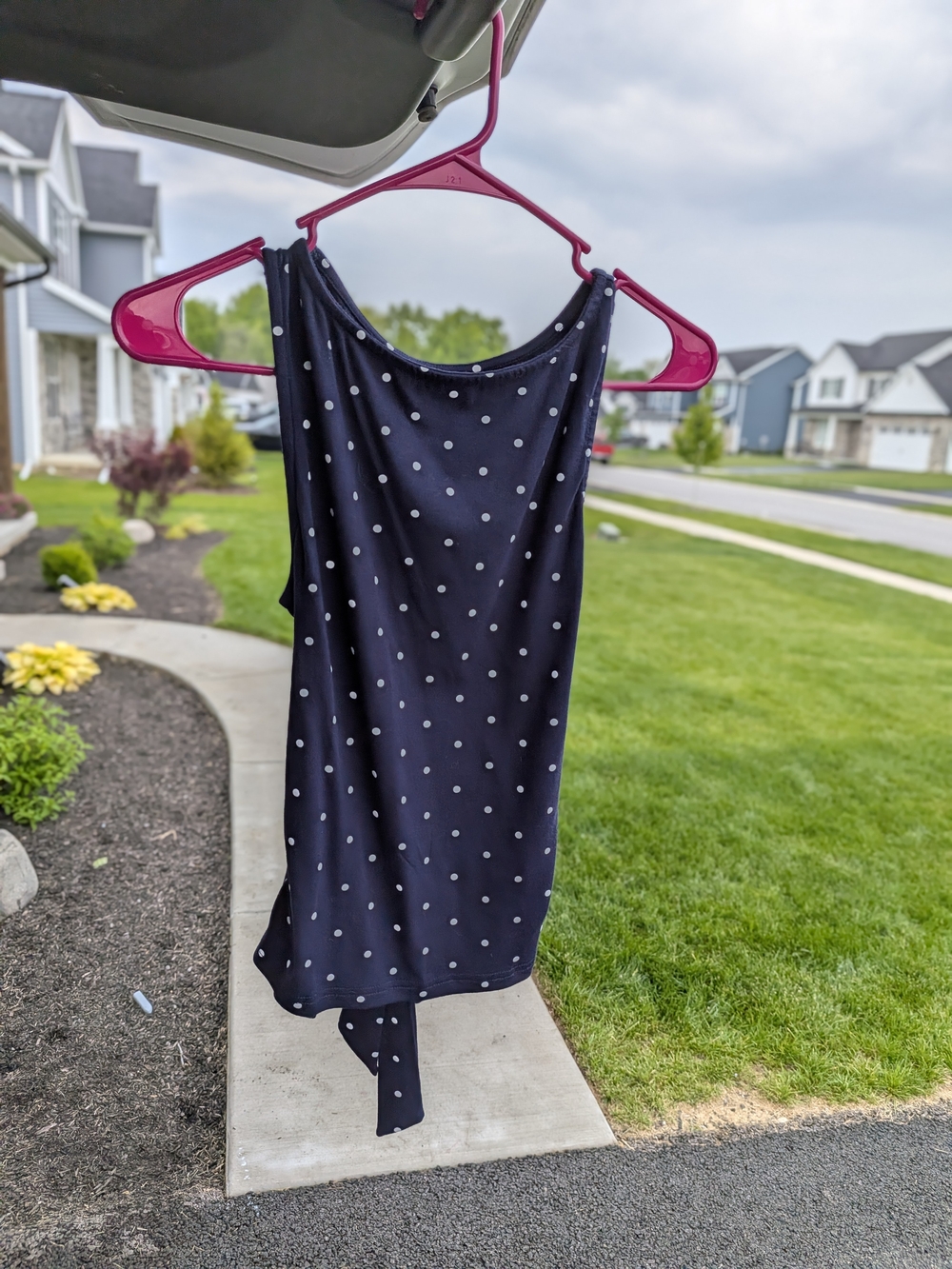 Navy Polka Dot Sleeveless Tank Top